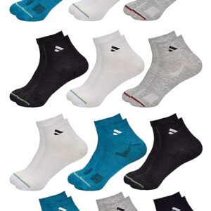 12 Pairs Solid Cotton Ankle Length Socks for Men & Women, Multicolor, Pack of 12, Free Size